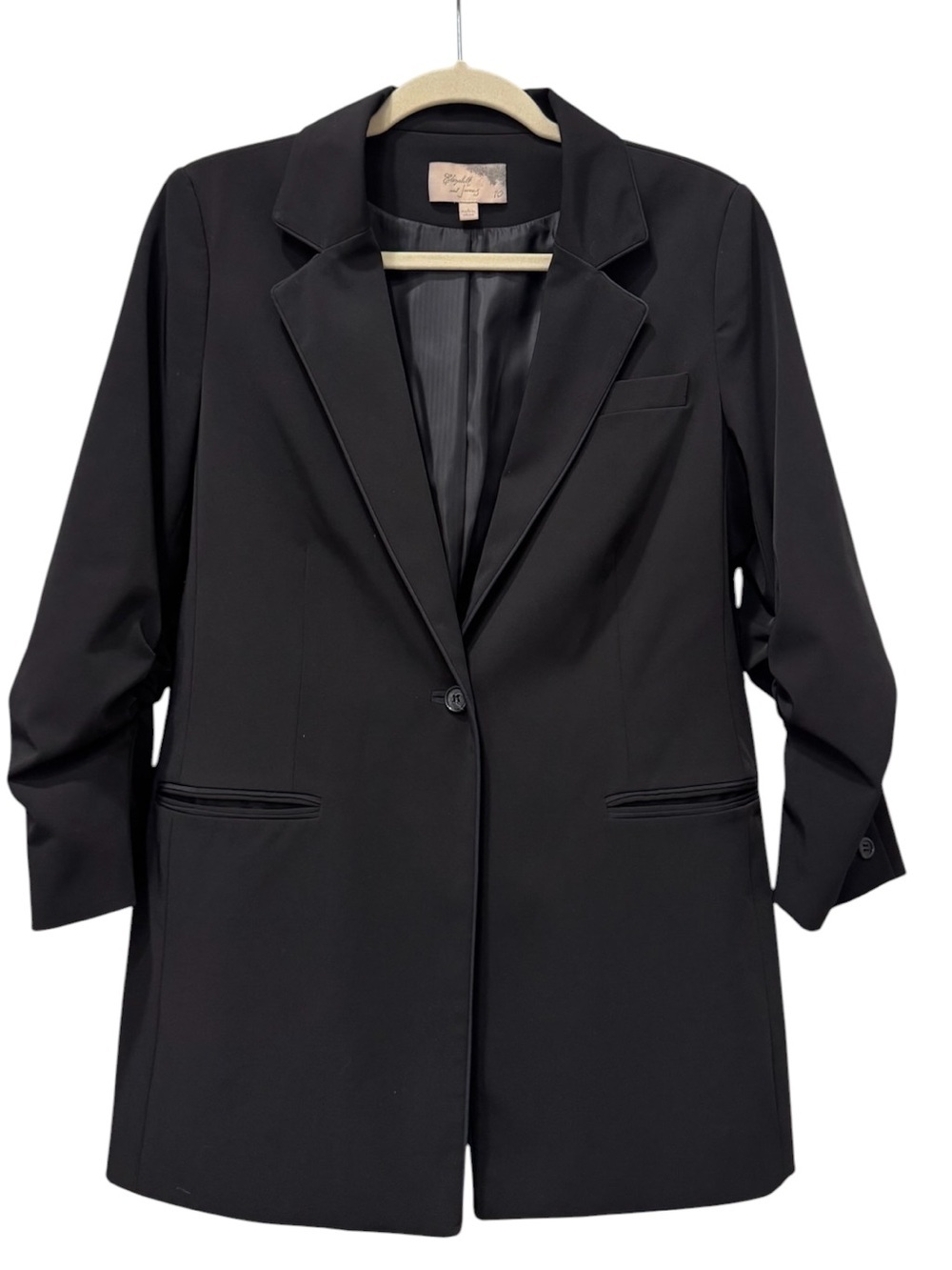 Elizabeth and James Black One Button Tailored Blazer Size 10